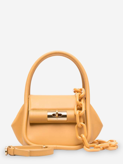 Shop Gu_de Leather Tote Bag In Yellow