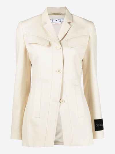 Shop Off-white Wool Jacket In Pink