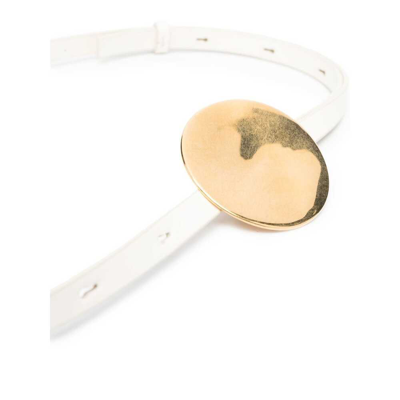 Jil Sander Disc-detail Leather Belt In White