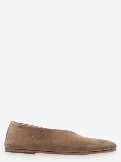 Marsèll Suede Almond-toe Flats In Brown