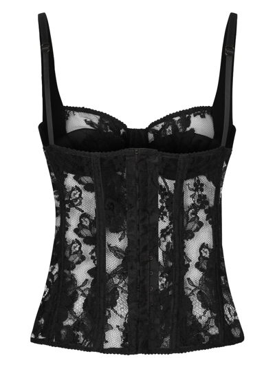 Shop Dolce & Gabbana Lace-detailing Sheer Corset In Black