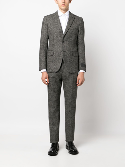 Valentino Tweed Tailored Single-breasted Suit In Grey