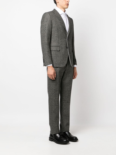 Valentino Tweed Tailored Single-breasted Suit In Grey