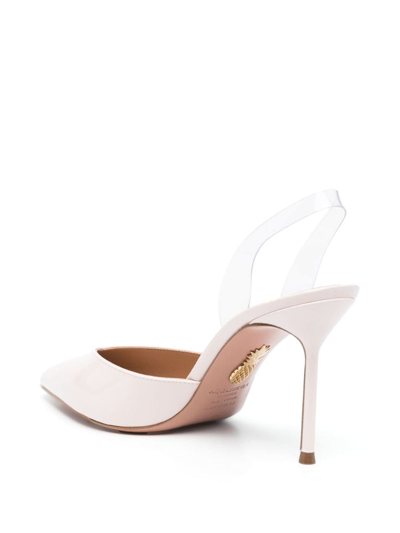 Aquazzura V Plexi Sling 90mm Leather Pumps In Pink