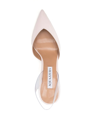 Aquazzura V Plexi Sling 90mm Leather Pumps In Pink