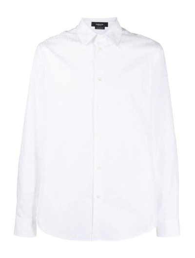 Shop Versace Buttoned Long Sleeved Shirt In White