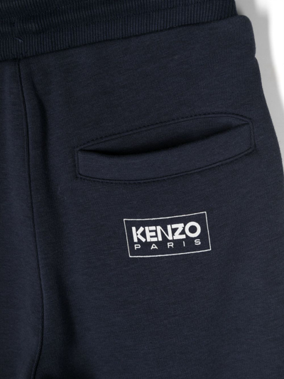 Shop Kenzo Logo-print Drawstring Track Pants In Blue