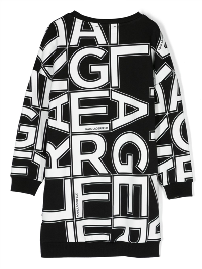 Shop Karl Lagerfeld Monogram-print Cotton Dress In Black