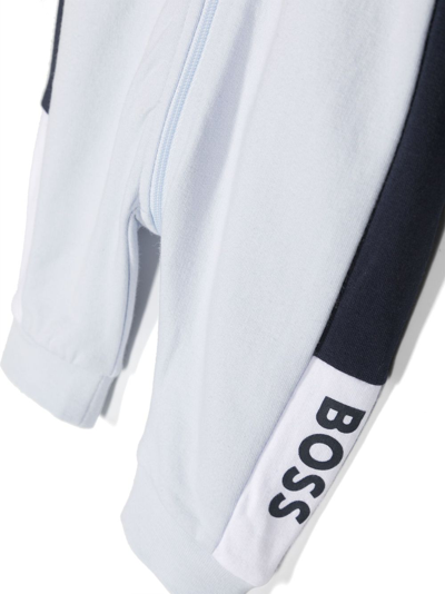 Shop Bosswear Logo-print Hooded All-in-one In Blue