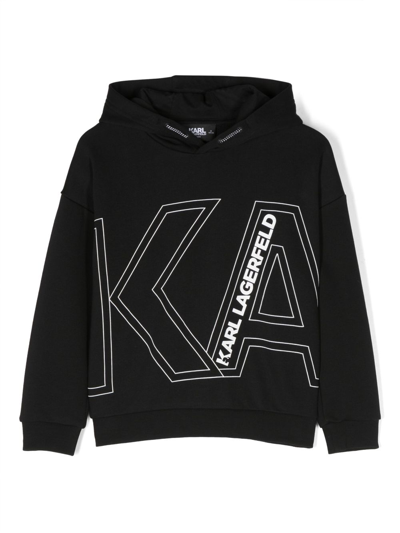 Shop Karl Lagerfeld Karl-print Cotton-blend Hoodie In Black
