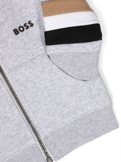 Bosswear Logo-print Zip-fastening Hoodie In Grey