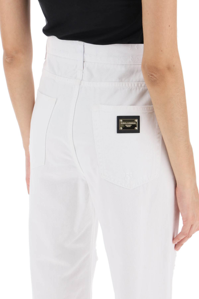 Shop Dolce & Gabbana Destroyed-effect Jeans In Variante Abbinata (white)
