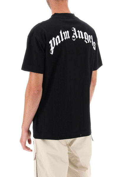 Shop Palm Angels Curved Logo Bear T-shirt In Black Brown (black)