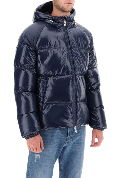 Shop Pyrenex Sten Short Hooded Down Jacket In Amiral (blue)