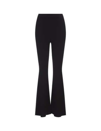 Shop Stella Mccartney Black Ribbed Flare Trousers In Nero