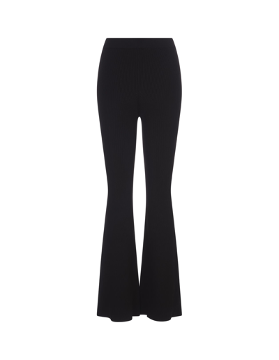 Shop Stella Mccartney Black Ribbed Flare Trousers In Nero