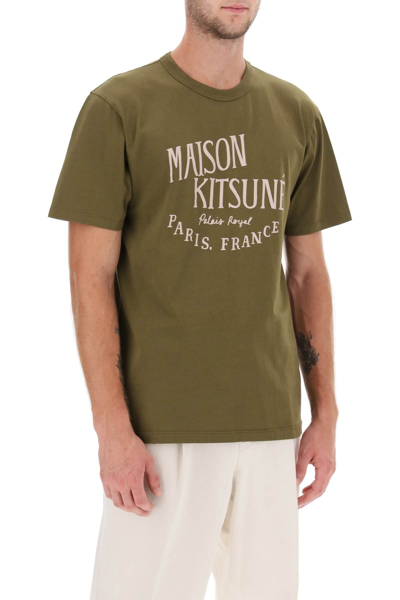 Shop Maison Kitsuné Palais Royal Print T-shirt In Khaki (khaki)