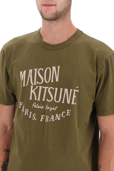 Shop Maison Kitsuné Palais Royal Print T-shirt In Khaki (khaki)