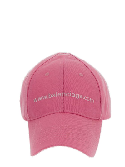 Shop Balenciaga Logo Embroidered Baseball Cap In Pink