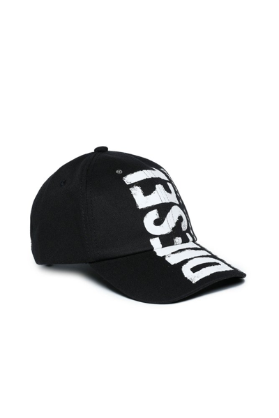 Shop Diesel Kids Fcewanx Logo Printed Baseball Cap In Black