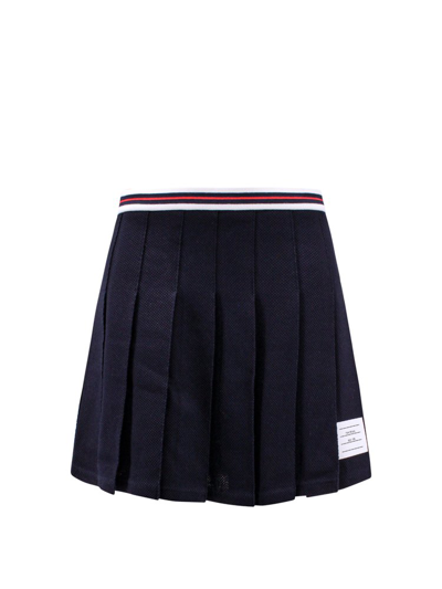 Shop Thom Browne Pleated Skirt In Navy