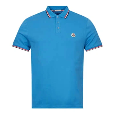 Shop Moncler Blue Twin Tip Polo Shirt