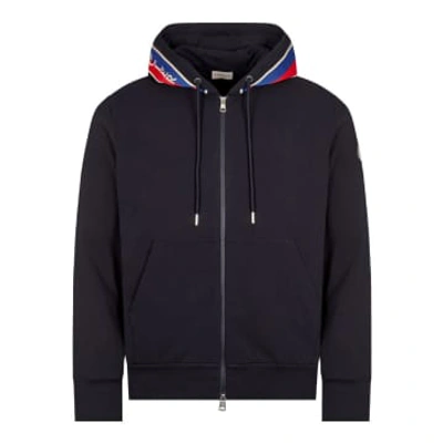 Shop Moncler Navy Zipped Hoodie In Blue