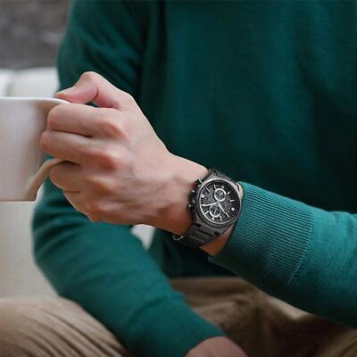 Pre-owned Citizen Attesa Ca0835-61h Black Eco-drive Titanium Chrono Men's Watch In Box