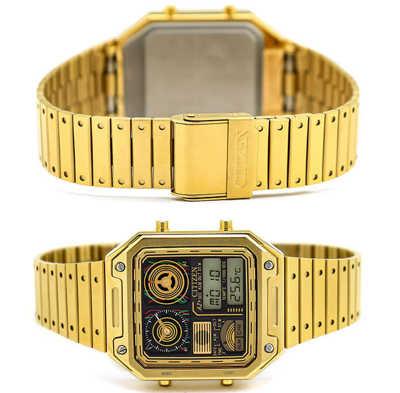 Pre-owned Citizen C-3po Star Wars Analog Gold Tone Digital Black Dial Watch Jg2123-59e