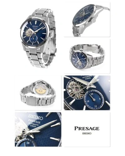 Pre-owned Seiko Presage Sharp Edged Open Heart Automatic Watch Sarj003 / Spb417 Usus