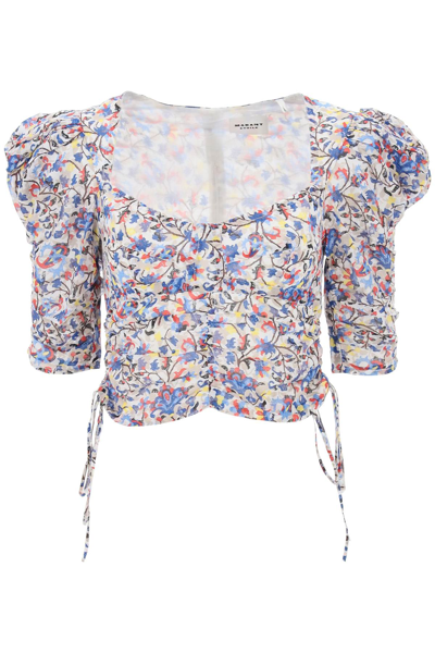 Shop Marant Etoile Isabel  Organic Cotton 'galaor' Top In Multi-colored