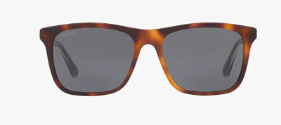 Pre-owned Gucci Gg0381sn 009 Havana/blue Soft Square Men's Sunglasses