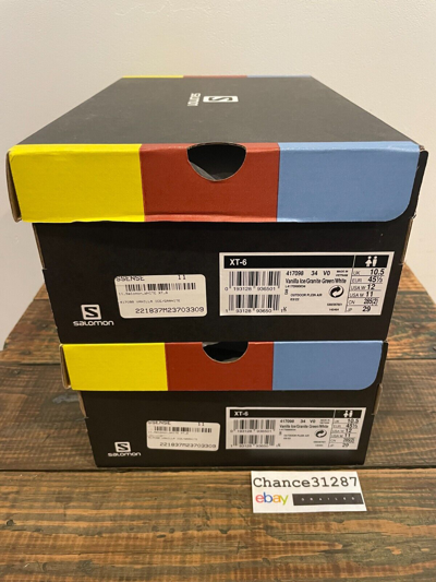Pre-owned Salomon Xt-6 Vanilla Ice Granite Green White Sz. 11 L41709800 Ds
