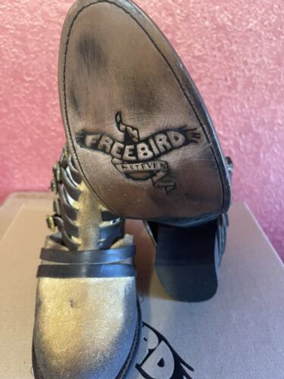 Pre-owned Freebird Nw $275  By Steven Amber Cognac Ankle Buckle Strap Boots Size 9 Rare. In Brown