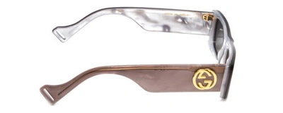 Pre-owned Gucci Gg0516s Womens Sunglasses In Grey Marble White Mother Of Pearl/silver 52mm