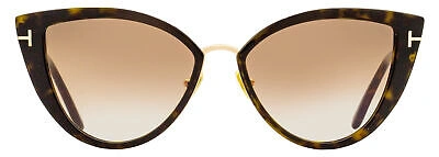 Pre-owned Tom Ford Cat Eye Sunglasses Tf868 Anjelica-02 52f Dark Havana/gold 57mm Ft0868 In Brown