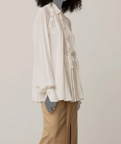 Pre-owned Palmer Harding $789  Women's White Long-sleeve Button Up Blouse Top Size Uk10/us4