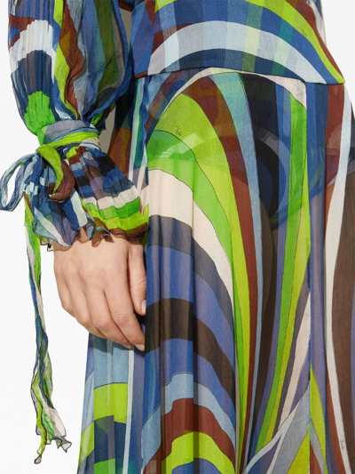 Shop Pucci Iride-print Silk Maxi Skirt In Green