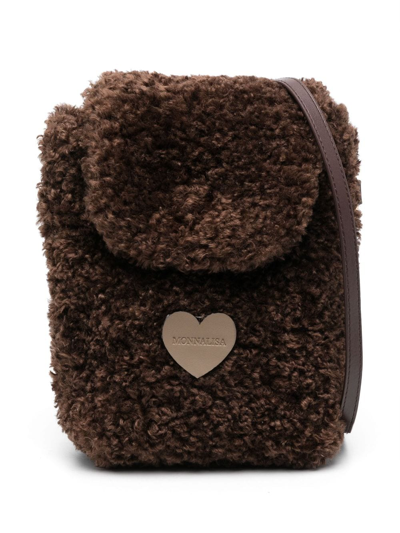 Shop Monnalisa Heart-motif Shoulder Bag In Brown