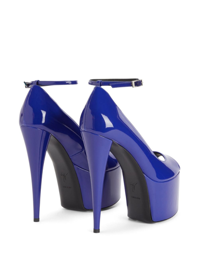 Shop Giuseppe Zanotti Aida 150mm Patent-finish Pumps In Blue