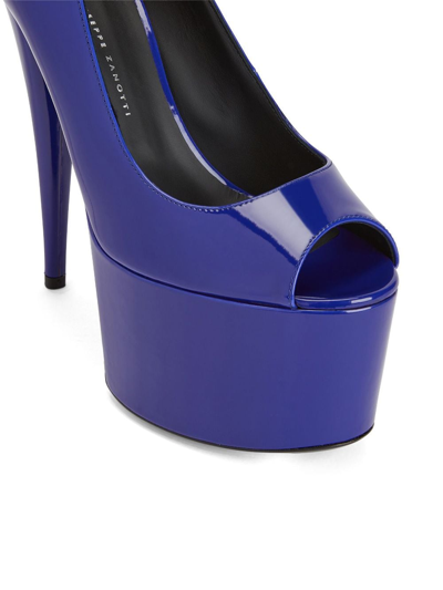 Shop Giuseppe Zanotti Aida 150mm Patent-finish Pumps In Blue