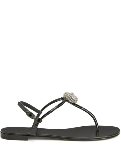 Shop Giuseppe Zanotti Emmy Lou Crystal-embellished Sandals In Black