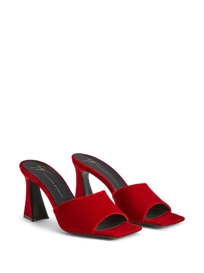 Shop Giuseppe Zanotti Solhene 85mm Velvet Sandals In Red