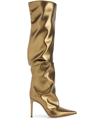 Shop Giuseppe Zanotti Gz Gala 105mm Slouchy Boots In Gold