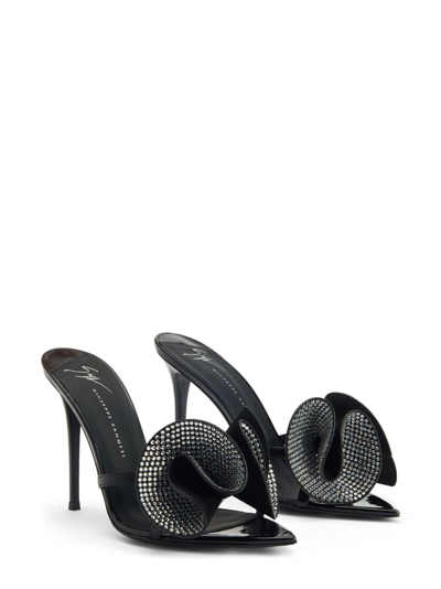 Shop Giuseppe Zanotti Crystal-embellished Appliqué-detail Mules In Black