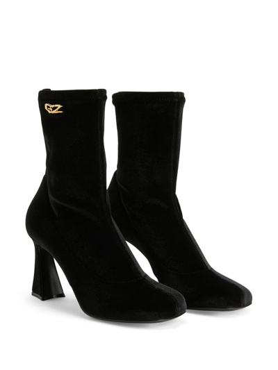 Shop Giuseppe Zanotti Alethaa 90mm Ankle Leather Boots In Black