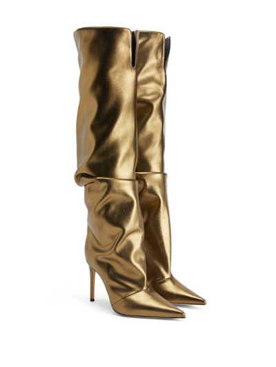 Shop Giuseppe Zanotti Gz Gala 105mm Slouchy Boots In Gold