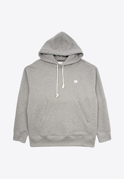 Shop Acne Studios Face Logo Hooded Sweatshirt In Gray