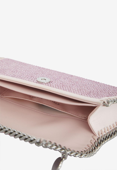 Shop Stella Mccartney Falabella Crystal-embellished Clutch In Pink