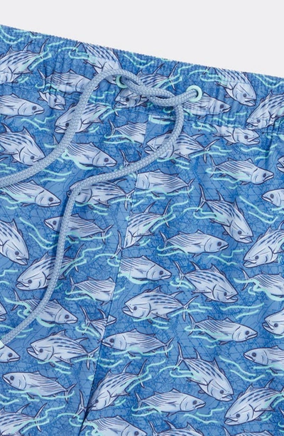 Shop Vineyard Vines Chappy Print Stretch Repreve® Recycled Polyester Swim Trunks In Bonito Hull Blue